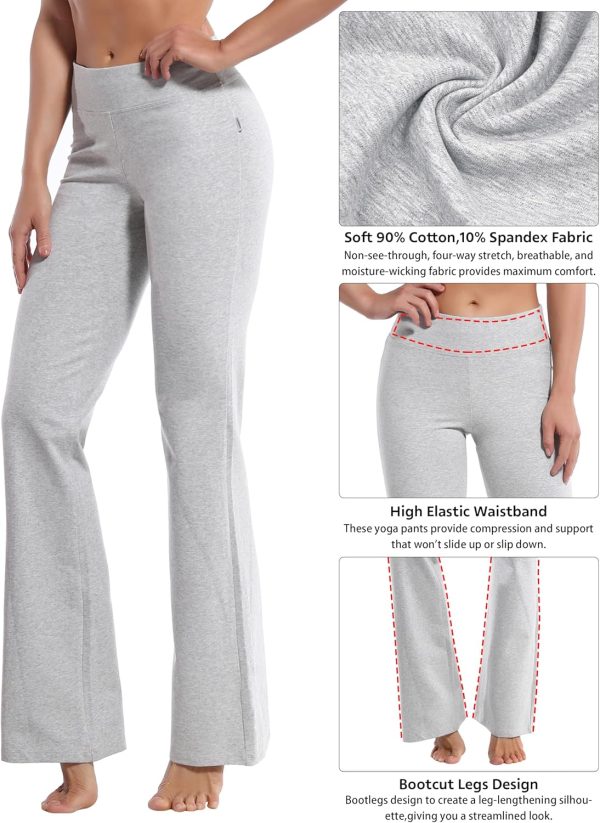 TwentyonefitnessYoga Bottoms 29″/31″/33″/35″/37″ 3 Styles Women’s High Waist Bootcut Yoga Pants Basic/Out Pockets Tummy Control Workout Flare