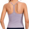 Twentyonefitness Yoga Womens Workout Racerback Tank Top with Built in Bra – Scoop Neck Spaghetti Strap Padded Slim Camisole