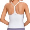 Twentyonefitness Yoga Womens Workout Racerback Tank Top with Built in Bra – Scoop Neck Spaghetti Strap Padded Slim Camisole