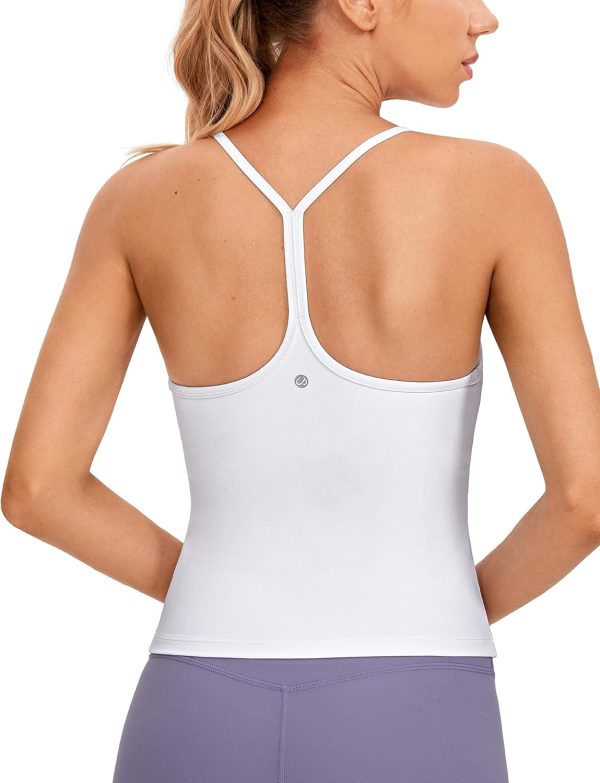 Twentyonefitness Yoga Womens Workout Racerback Tank Top with Built in Bra – Scoop Neck Spaghetti Strap Padded Slim Camisole