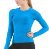 Twentyonefitness Yoga Seamless Workout Shirts for Women Long Sleeve Yoga Tops Sports Running Shirt Breathable Athletic Top Slim Fit