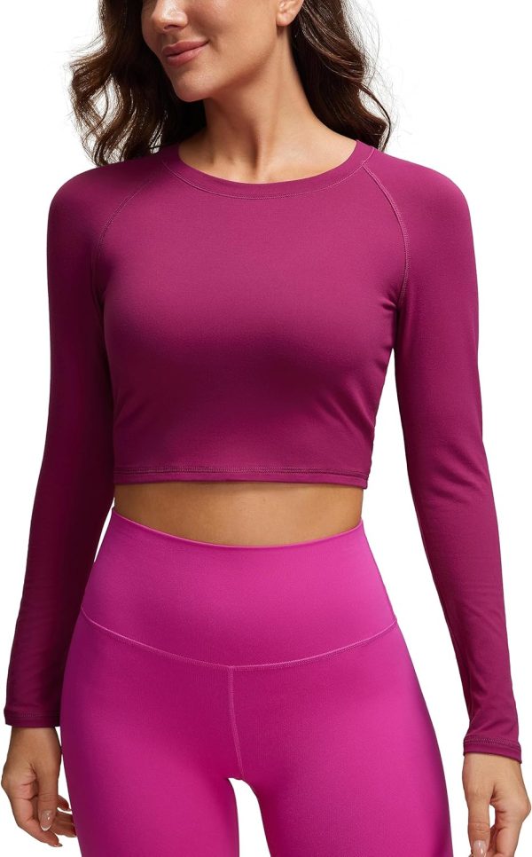 81Ydljl8gVL._AC_SL1500_14fcb54b-10d2-46cb-a3db-ad09b9d2ae4f Twentyonefitness Yoga Womens Long Sleeve Crop Workout Tops Athletic Yoga Running Cropped Tops Slim Fit Gym Shirts