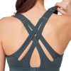 Twentyonefitness Yoga Sports Bra High Impact Adjustable Criss Cross Back, Full Support for Large Bust No Bounce