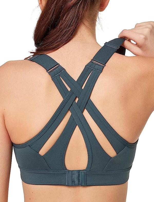 Twentyonefitness Yoga Sports Bra High Impact Adjustable Criss Cross Back, Full Support for Large Bust No Bounce