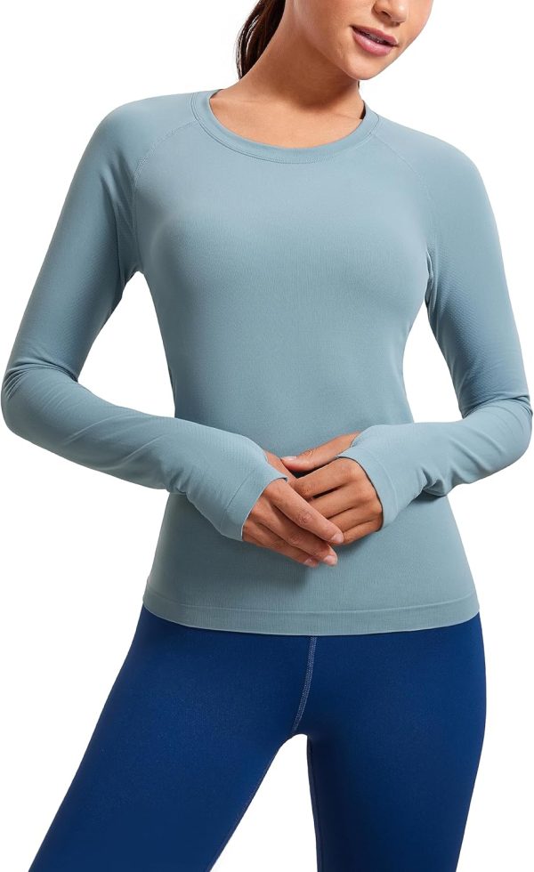 Twentyonefitness Yoga Womens Seamless Workout Long Sleeve Shirts Quick Dry Gym Athletic Tops Breathable Running Yoga Shirt
