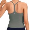Twentyonefitness Yoga Womens Workout Racerback Tank Top with Built in Bra – Scoop Neck Spaghetti Strap Padded Slim Camisole