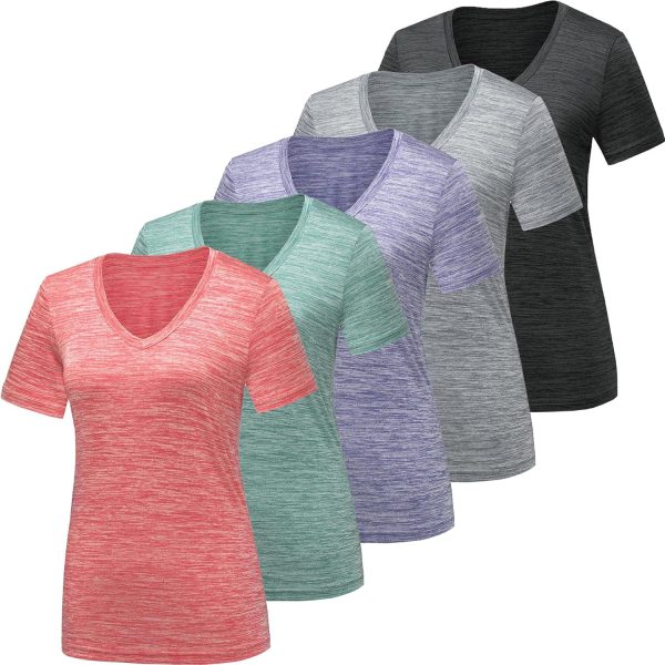 Twentyonefitness Yoga Workout Shirts for Women, Moisture Wicking Quick Dry Active Athletic Women’s Gym Performance T Shirts