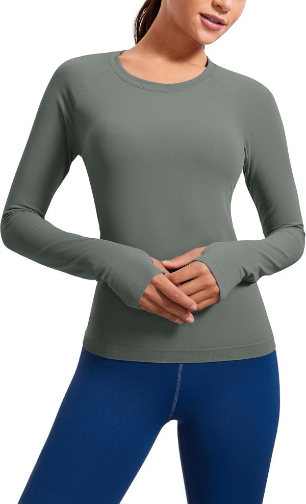 Twentyonefitness Yoga Womens Seamless Workout Long Sleeve Shirts Quick Dry Gym Athletic Tops Breathable Running Yoga Shirt