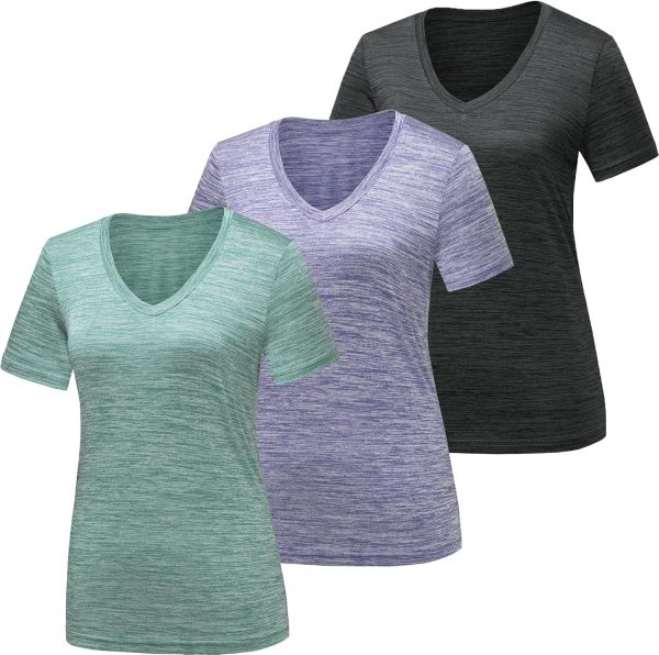 Twentyonefitness Yoga Workout Shirts for Women, Moisture Wicking Quick Dry Active Athletic Women’s Gym Performance T Shirts