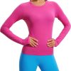 Twentyonefitness Yoga Womens Seamless Workout Long Sleeve Shirts Quick Dry Gym Athletic Tops Breathable Running Yoga Shirt