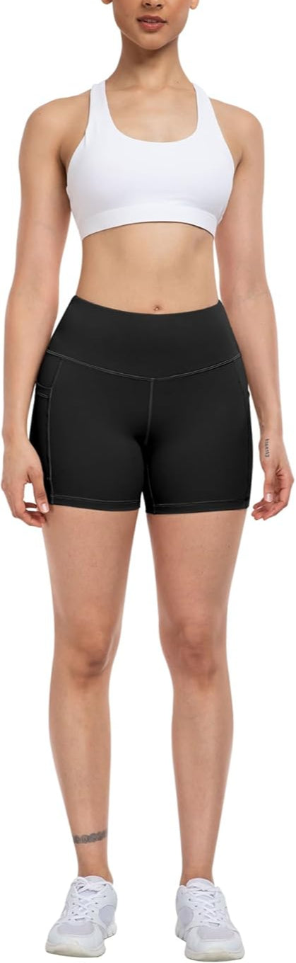 e39e1fb7890abd5daa99ee2d2b6e919e TwentyonefitnessYoga Bottoms 4 Pack Spandex Yoga Shorts with Pockets for Women 3” / 5” / 8” High Waist Biker Tummy Control Shorts