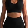 TwentyonefitnessYoga Hot Yoga Sets Workout Outfits for Women 2 Piece Seamless Ribbed High Waist Leggings with Sports Bra Exercise Set…