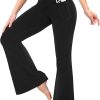 TwentyonefitnessYoga Flare Leggings for Women with Pockets – Crossover High Waisted Black Flared Leggings for Yoga Gym WorkoutLeggings