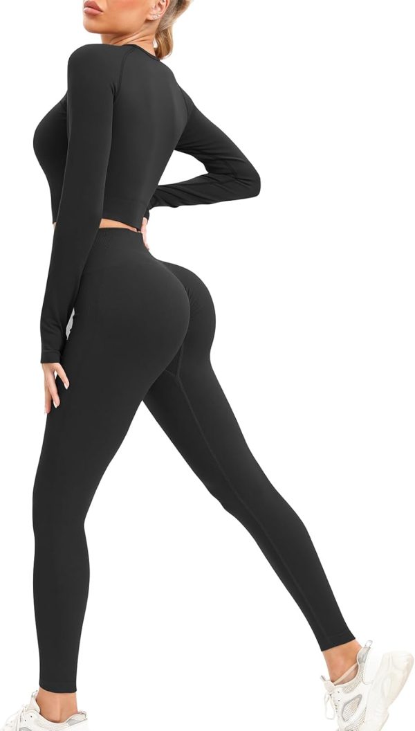 TwentyonefitnessYoga Workout Sets for Women Two Piece Outfits Seamless High Waist Leggings Yoga Crop Tops Athletic Sports Gym Sets