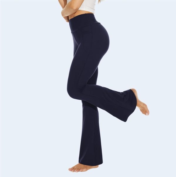 TwentyonefitnessYoga Flare Leggings for Women with Pockets – Crossover High Waisted Black Flared Leggings for Yoga Gym WorkoutLeggings