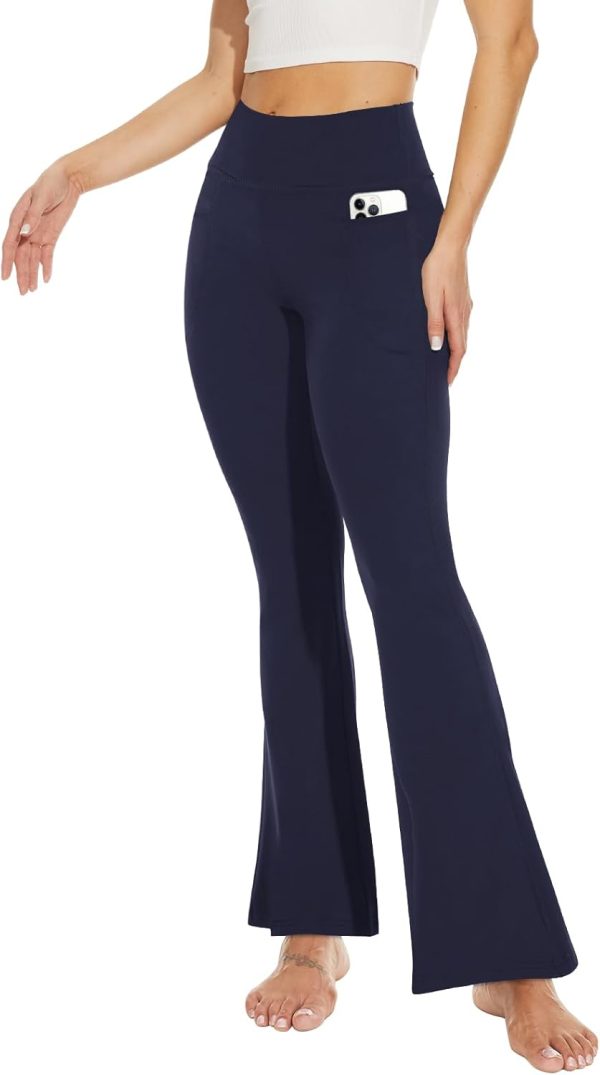 TwentyonefitnessYoga Flare Leggings for Women with Pockets – Crossover High Waisted Black Flared Leggings for Yoga Gym WorkoutLeggings
