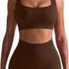 TwentyonefitnessYoga Hot Yoga Sets Workout Outfits for Women 2 Piece Seamless Ribbed High Waist Leggings with Sports Bra Exercise Set…
