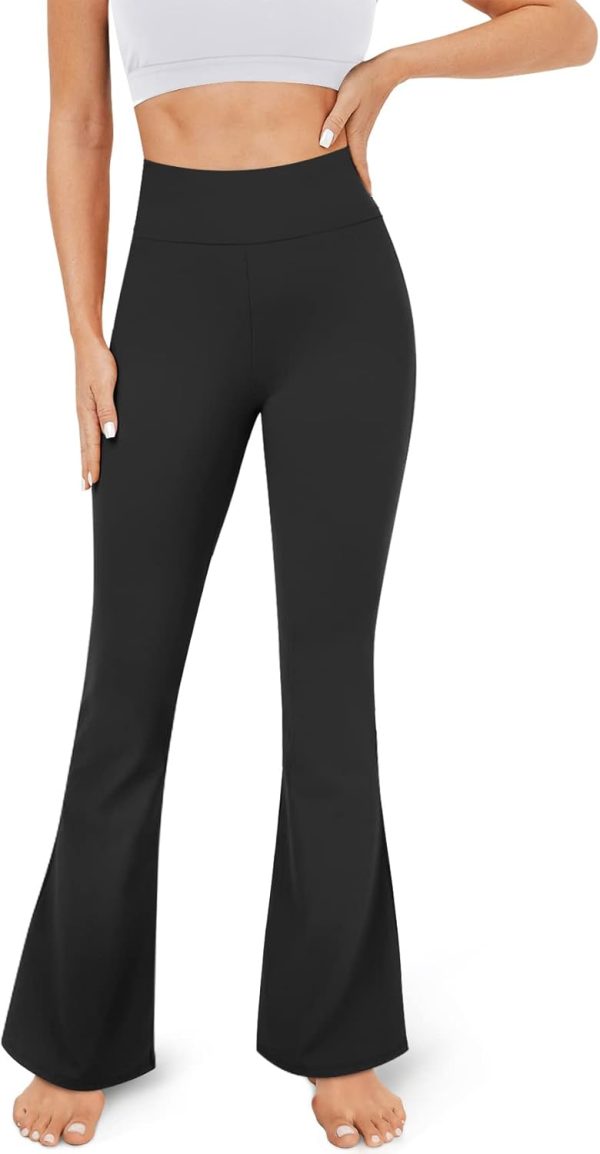 TwentyonefitnessYoga Flare Leggings for Women with Pockets – Crossover High Waisted Black Flared Leggings for Yoga Gym WorkoutLeggings