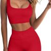 TwentyonefitnessYoga Workout Outfits for Women 2 Piece Seamless Sport Bra High Waist Yoga Leggings Sets