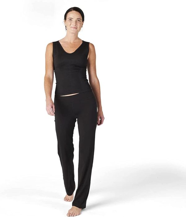 TwentyonefitnessYoga  Pants Black Flared Cotton Leggings, 32.5” Inseam, Wide Waistband, No Show Coverage, Relaxed Flare LegLeggings