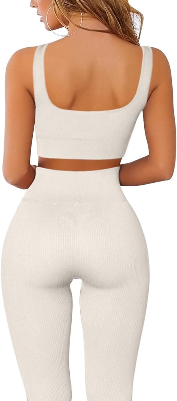 TwentyonefitnessYoga Workout Outfits for Women 2 Piece Seamless Sport Bra High Waist Yoga Leggings Sets