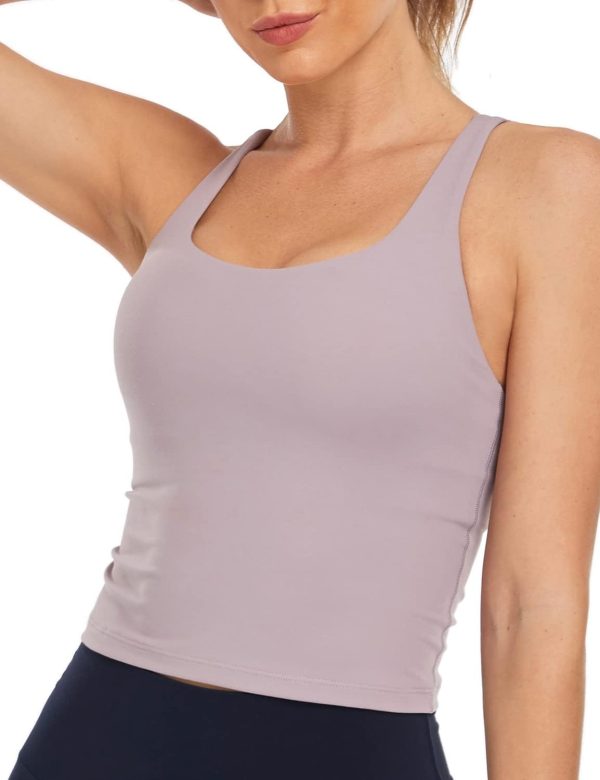 TwentyonefitnessYoga Longline Zeal Bras Medium Impact Wirefree Sports Bras Workout Tank Tops with Removable Pads, A-D Cups