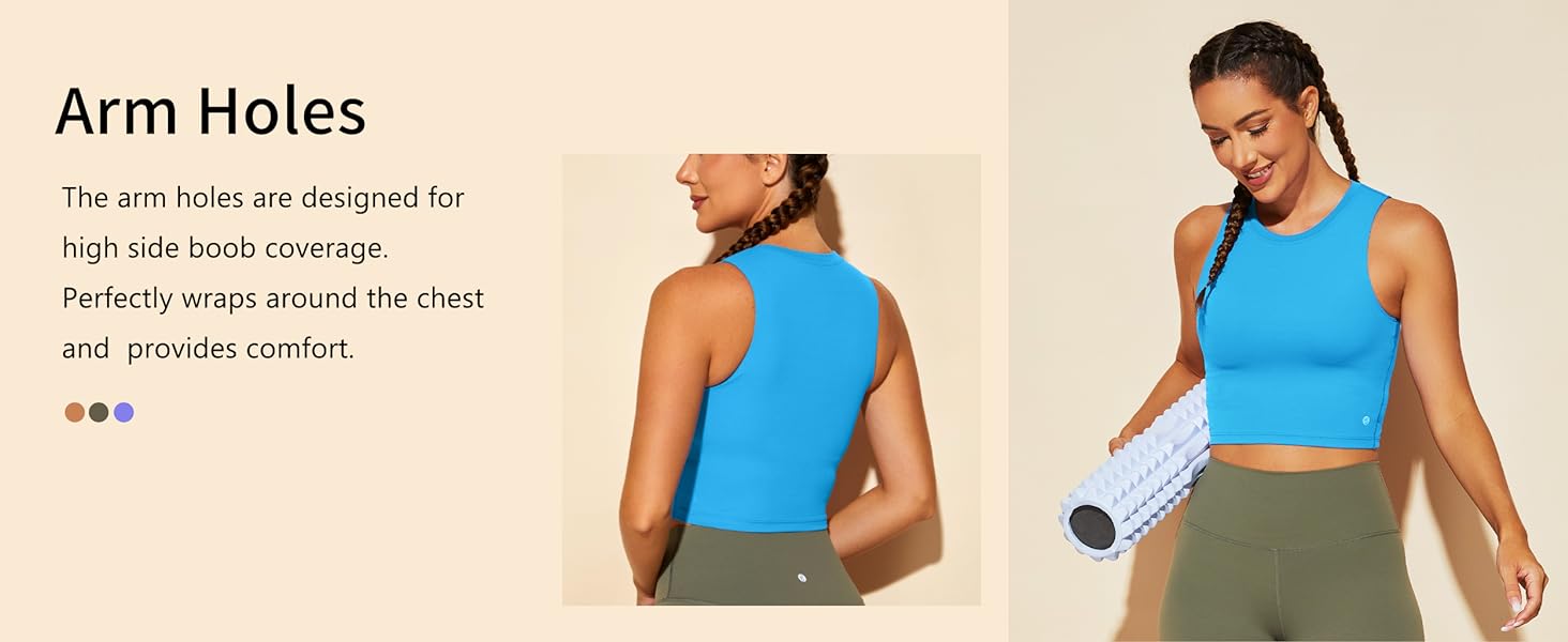The arm holes are designed for high side boob coverage.Perfectly wraps around the chest .