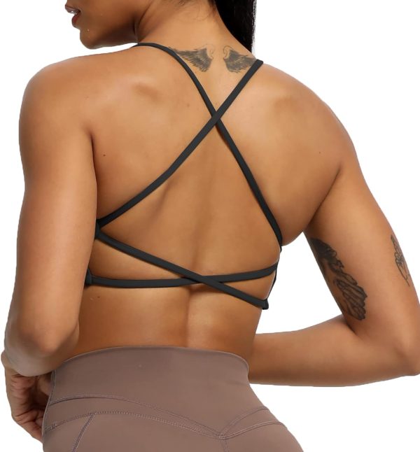 TwentyonefitnessYoga Women’s Workout Sports Bras Fitness Backless Padded Ivy Low Impact Bra Yoga Crop Tank Top