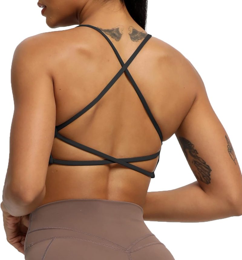 TwentyonefitnessYoga Women’s Workout Sports Bras Fitness Backless Padded Ivy Low Impact Bra Yoga Crop Tank Top