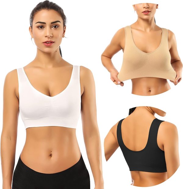 TwentyonefitnessYoga Sports Bras for Women, Seamless Comfortable Yoga Bra with Removable Pads