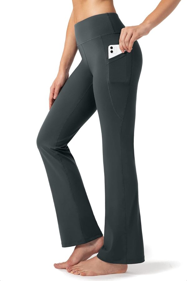 TwentyonefitnessYoga28″/30″/32″/34″ Inseam Women’s Bootcut Yoga Pants Long Bootleg High-Waisted Flare Pants with PocketsLeggings