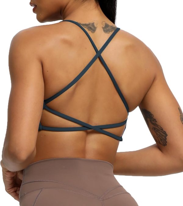 TwentyonefitnessYoga Women’s Workout Sports Bras Fitness Backless Padded Ivy Low Impact Bra Yoga Crop Tank Top