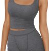 TwentyonefitnessYoga 2 Piece Lounge Sets for Women Matching Workout Set Cropped Tank Tops and High Waist Yoga Leggings Active Wear