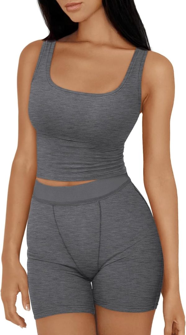 TwentyonefitnessYoga 2 Piece Lounge Sets for Women Matching Workout Set Cropped Tank Tops and High Waist Yoga Leggings Active Wear