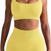 TwentyonefitnessYoga Hot Yoga Sets Workout Outfits for Women 2 Piece Seamless Ribbed High Waist Leggings with Sports Bra Exercise Set…