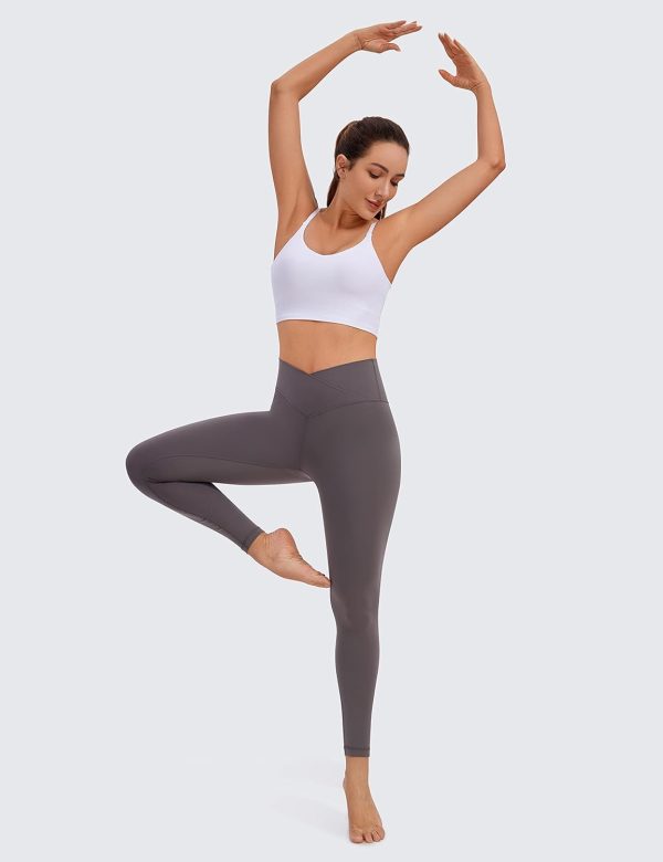 TwentyonefitnessYoga Hot Pants Womens  Cross Waist Workout Leggings 25″ / 28″ – V Crossover High Waisted Gym Yoga LeggingsLeggings