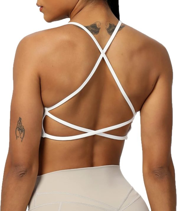TwentyonefitnessYoga Women’s Workout Sports Bras Fitness Backless Padded Ivy Low Impact Bra Yoga Crop Tank Top