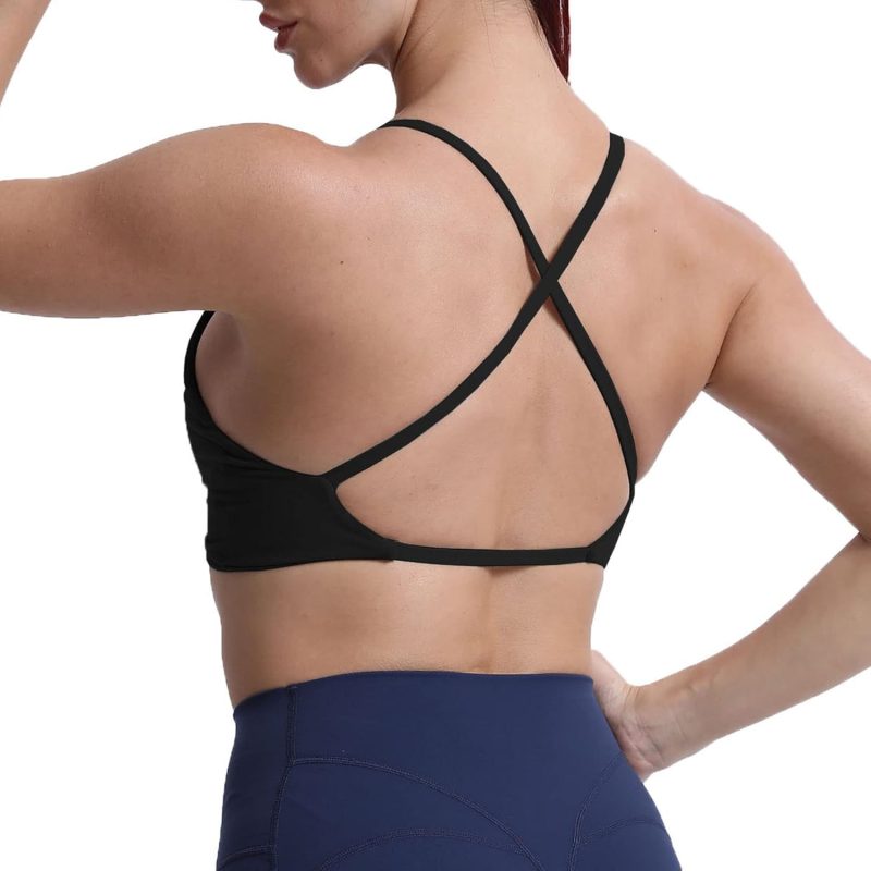 TwentyonefitnessYoga Women’s Workout Sports Bras Fitness Backless Padded Sienna Low Impact Bra Yoga Crop Tank Top