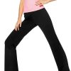TwentyonefitnessYoga  Pants Black Flared Cotton Leggings, 32.5” Inseam, Wide Waistband, No Show Coverage, Relaxed Flare LegLeggings