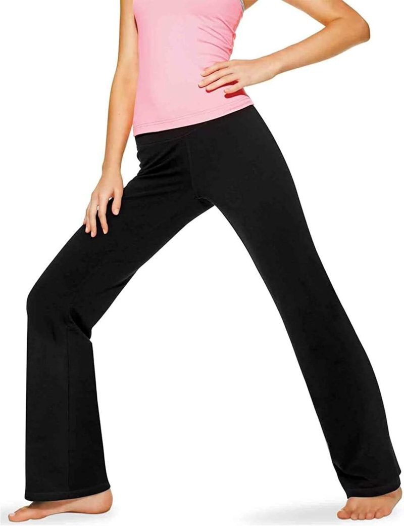 TwentyonefitnessYoga  Pants Black Flared Cotton Leggings, 32.5” Inseam, Wide Waistband, No Show Coverage, Relaxed Flare LegLeggings