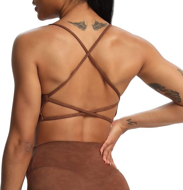 TwentyonefitnessYoga Women’s Workout Sports Bras Fitness Backless Padded Ivy Low Impact Bra Yoga Crop Tank Top