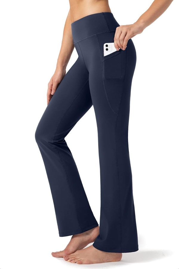 TwentyonefitnessYoga28″/30″/32″/34″ Inseam Women’s Bootcut Yoga Pants Long Bootleg High-Waisted Flare Pants with PocketsLeggings
