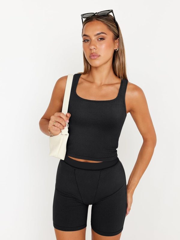 TwentyonefitnessYoga 2 Piece Lounge Sets for Women Matching Workout Set Cropped Tank Tops and High Waist Yoga Leggings Active Wear