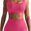TwentyonefitnessYoga Hot Yoga Sets Workout Outfits for Women 2 Piece Seamless Ribbed High Waist Leggings with Sports Bra Exercise Set…
