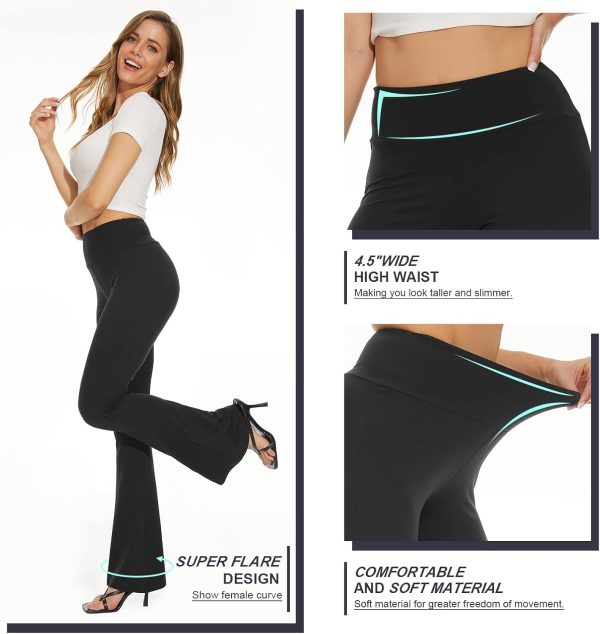 TwentyonefitnessYoga Flare Leggings for Women with Pockets – Crossover High Waisted Black Flared Leggings for Yoga Gym WorkoutLeggings