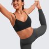 TwentyonefitnessYogaHot Bras V-Neck Sports Bras for Women – Adjustable Thin Straps Padded Yoga Bra Basic Wireless Bra Camisole