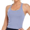 TwentyonefitnessYoga Longline Zeal Bras Medium Impact Wirefree Sports Bras Workout Tank Tops with Removable Pads, A-D Cups