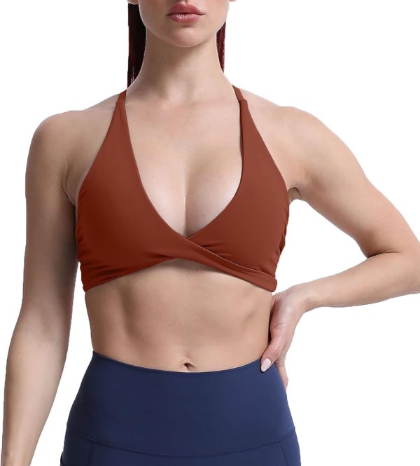 TwentyonefitnessYoga Women’s Workout Sports Bras Fitness Backless Padded Sienna Low Impact Bra Yoga Crop Tank Top