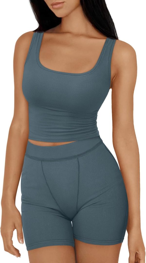 TwentyonefitnessYoga 2 Piece Lounge Sets for Women Matching Workout Set Cropped Tank Tops and High Waist Yoga Leggings Active Wear