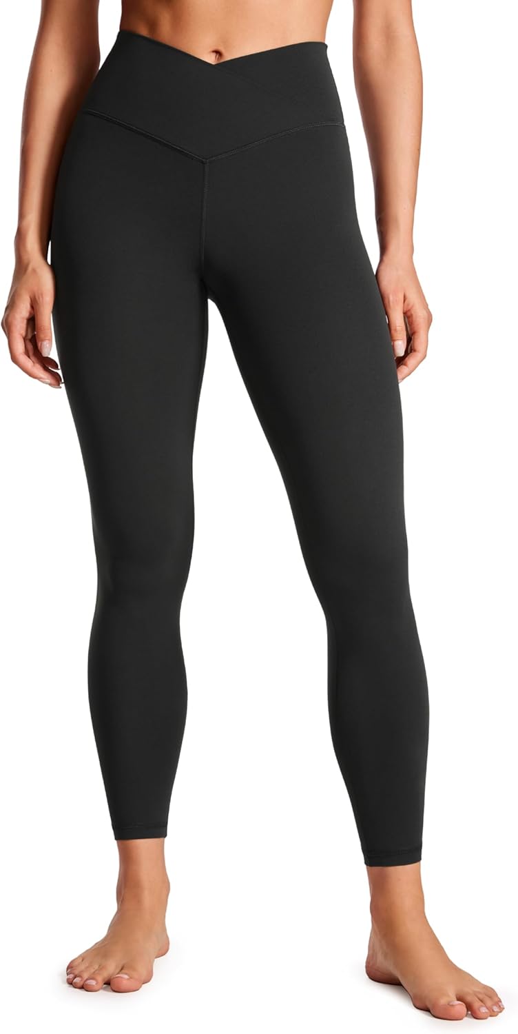 TwentyonefitnessYoga Hot Pants Womens  Cross Waist Workout Leggings 25″ / 28″ – V Crossover High Waisted Gym Yoga LeggingsLeggings